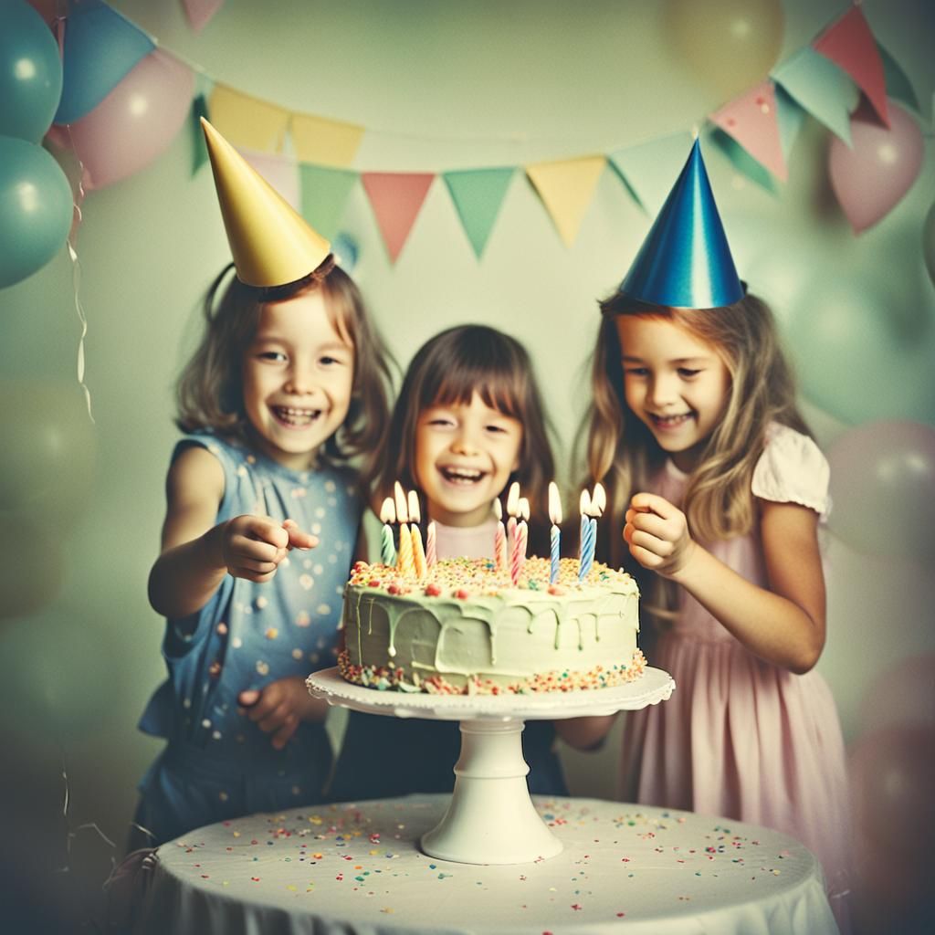 Children's Birthday Party in Polaroid Style