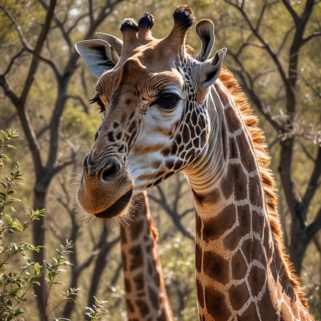 Giraffe-Elephant Hybrid Portrait in Natural Habitat