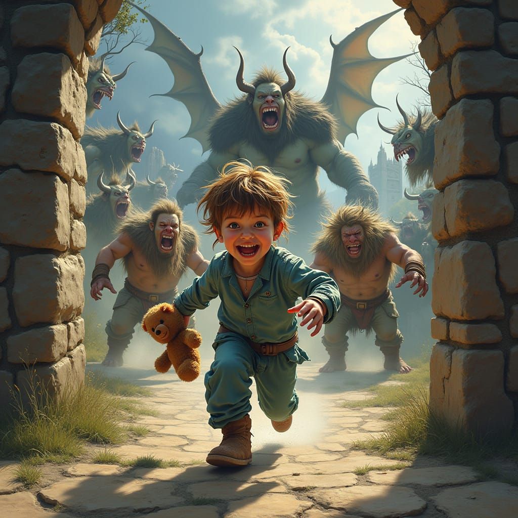 Fantastical Art Gallery Scene in Whimsical, Textured Brushst...