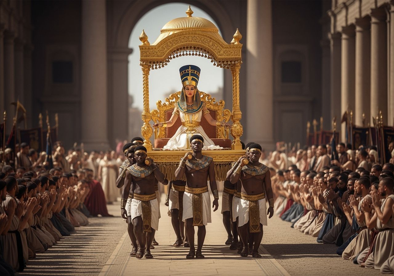 Egyptian Queen's Parade in Ancient Rome, Photorealistic