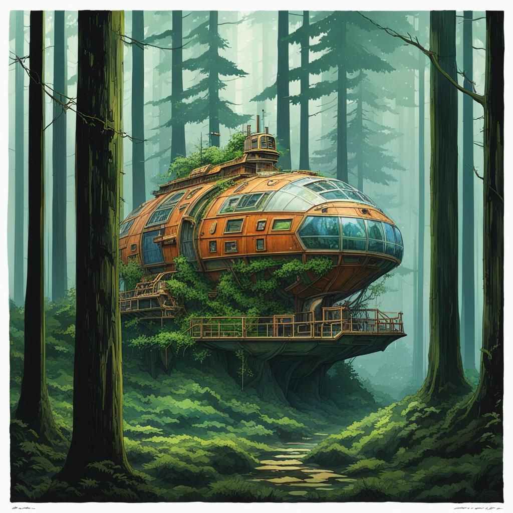 Futuristic Forest Ship Integration