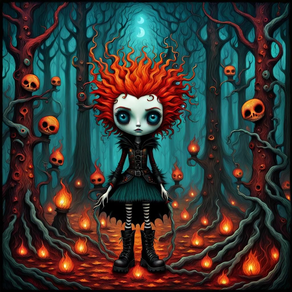 Gothic Punk Rocker in Nightmare Forest
