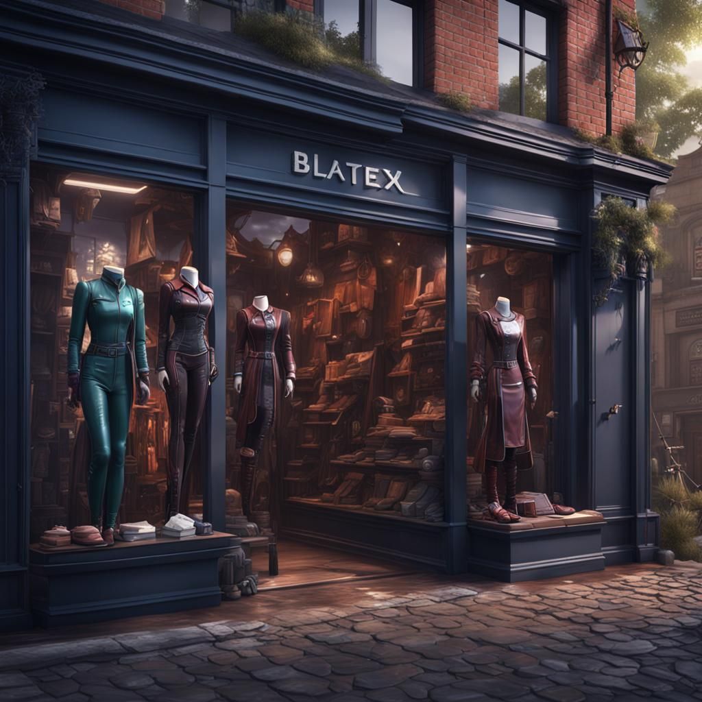 Latex Clothing Shopfront: Detailed Matte Painting
