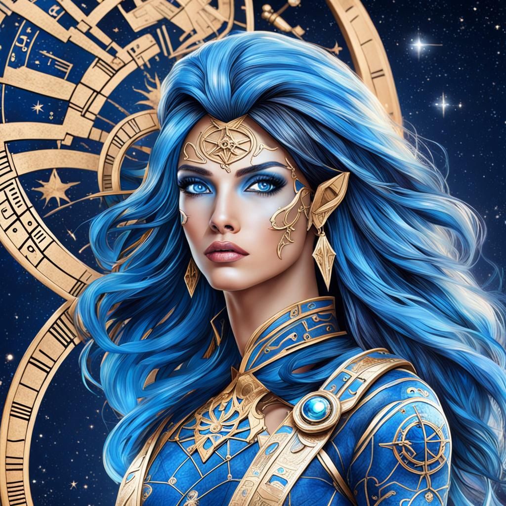 Brunette Woman Creates Zodiac Horoscope