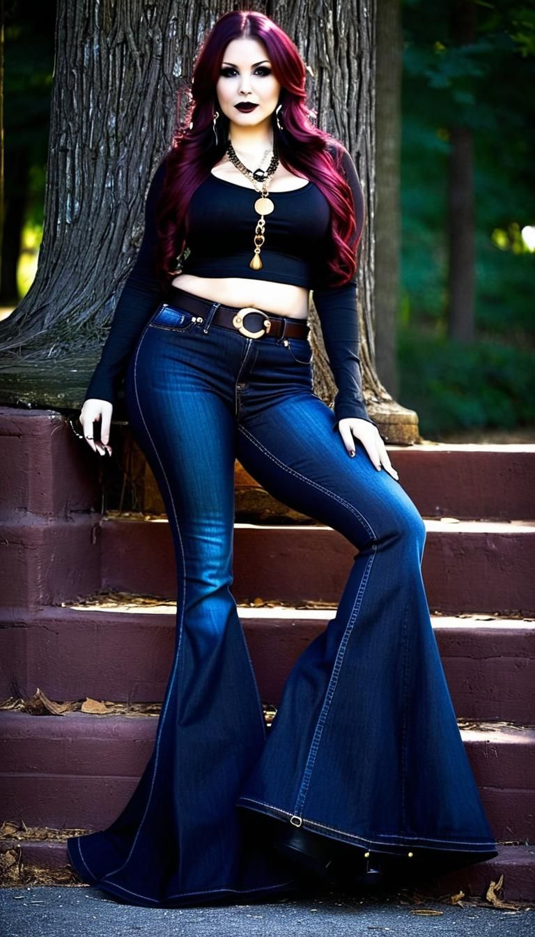 Goth Hippie in Bell Bottoms, Hedonistic Pose