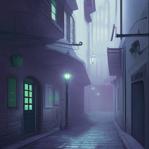 Detailed Dark Alleyway Matte Painting