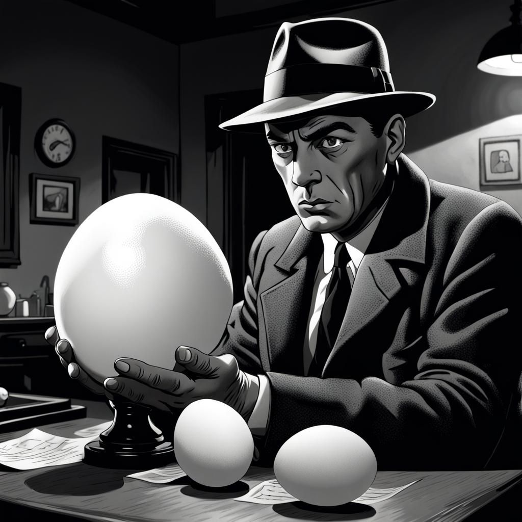 Hard-Boiled Egg Detective in Film Noir Style