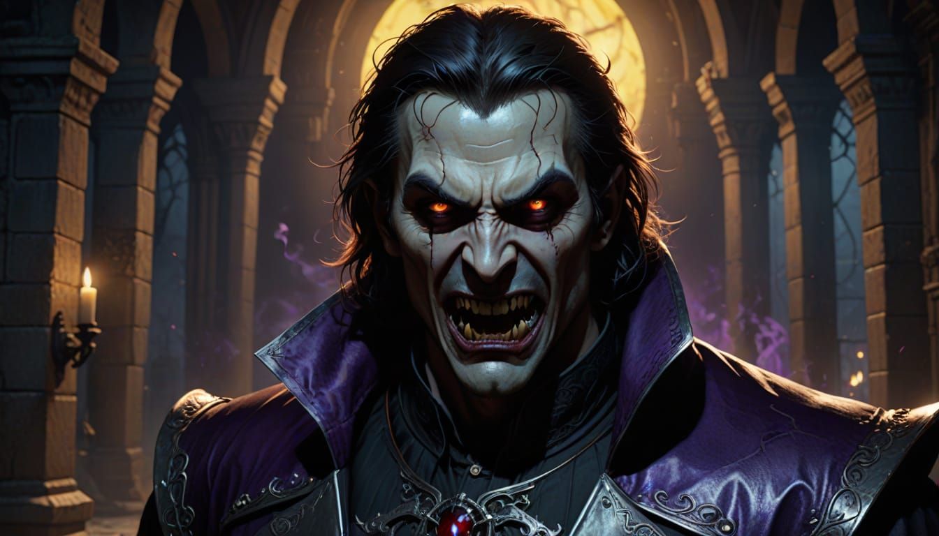 Menacing Vampire Portrait in Dark Fantasy Style