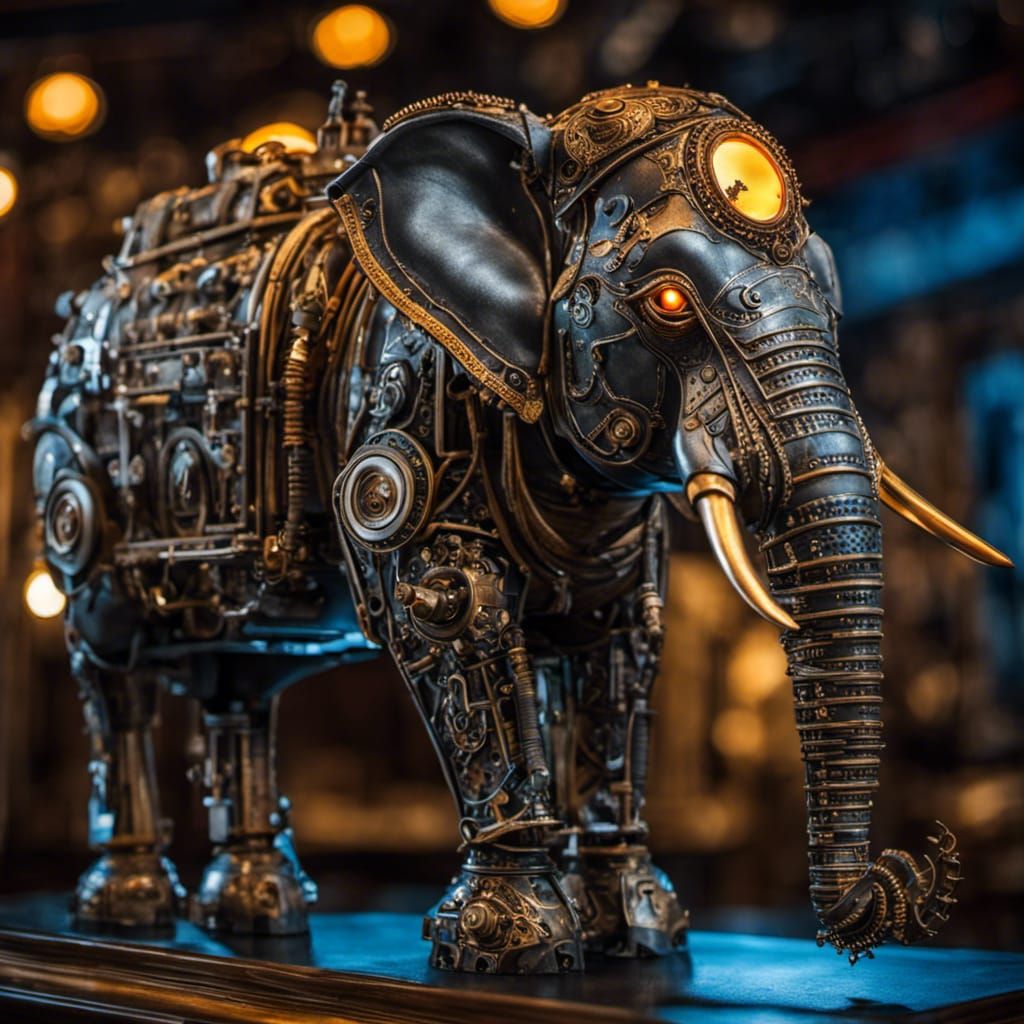 Steampunk Animatronic Elephant in Intricate Detail