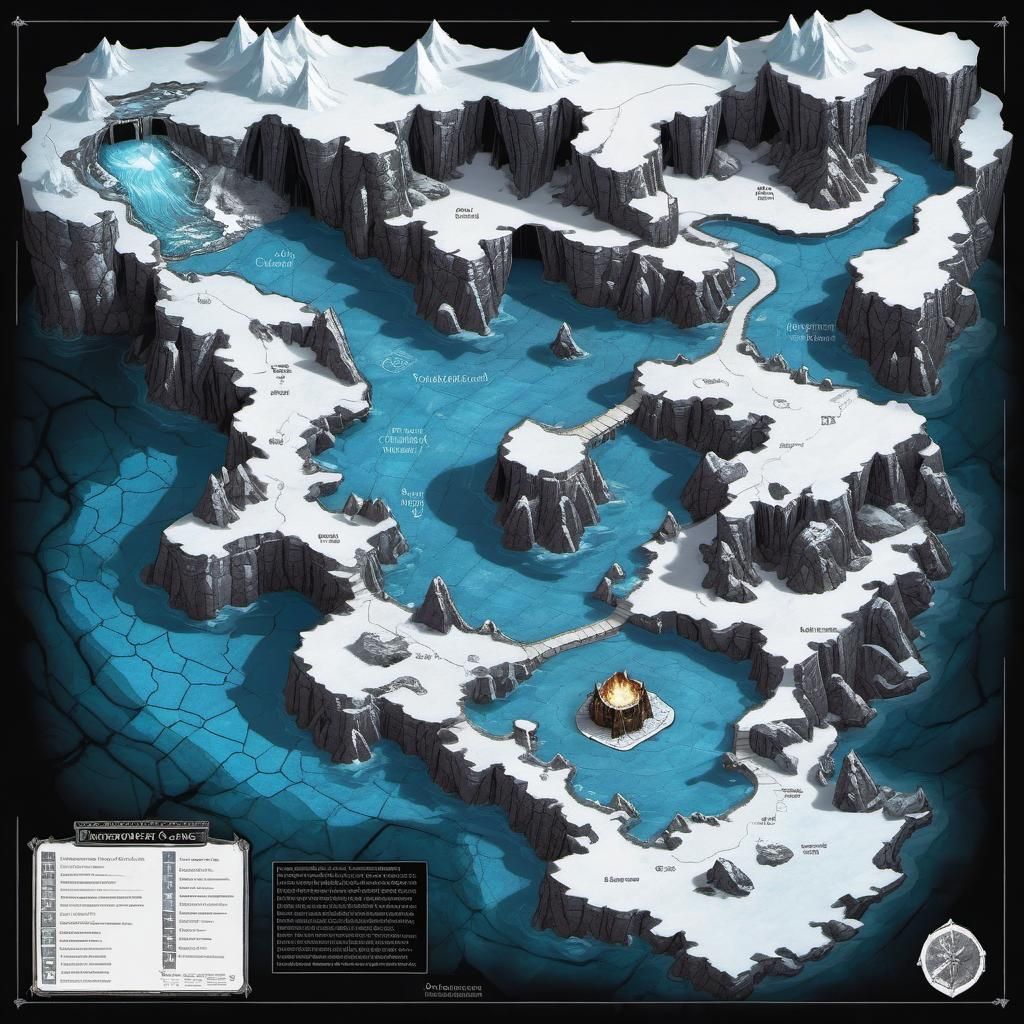 D&D Snow Lake Cave Map for Dragon Adventure
