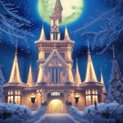 Art Nouveau Christmas Castle Digital Painting