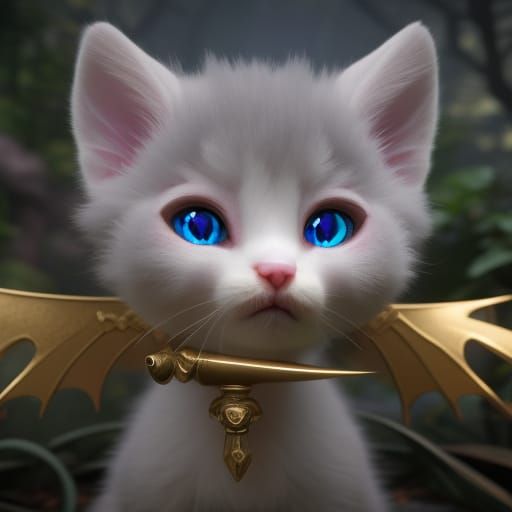 Magical Baby Vampire Kitten with Cartoon Eyes