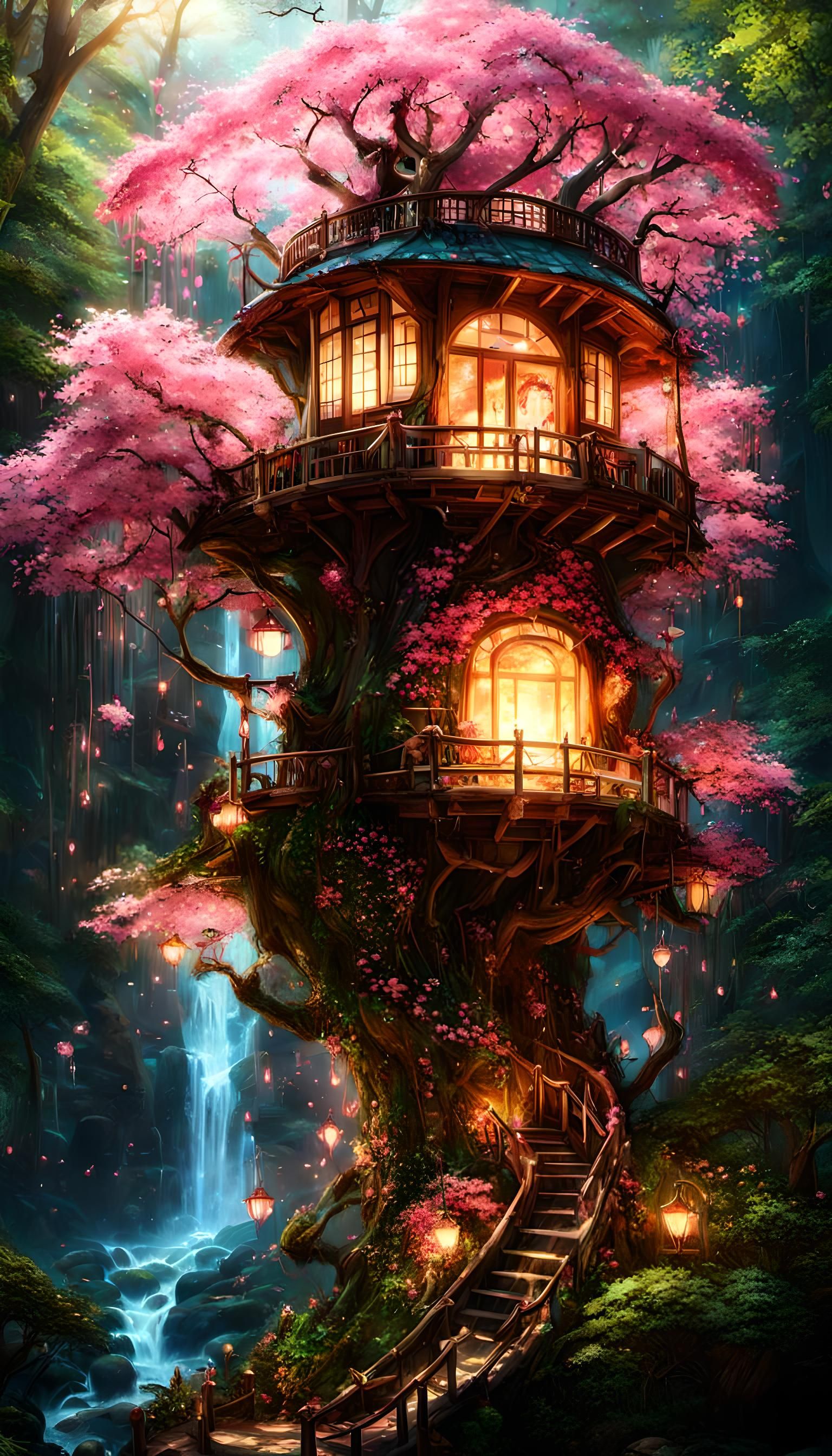 a strange sakura treehouse