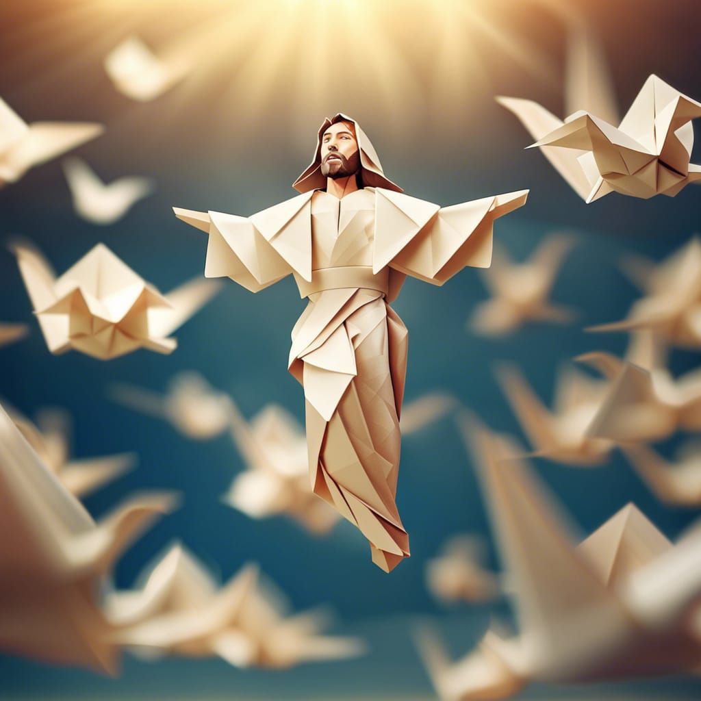 Jesus Christ Ascending: An Origami Papercraft Image