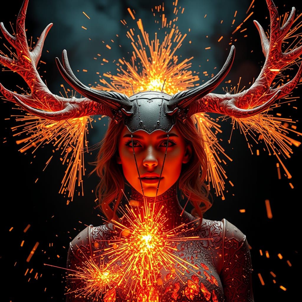 Molten Metal Sparks in Dynamic 3D Rendering