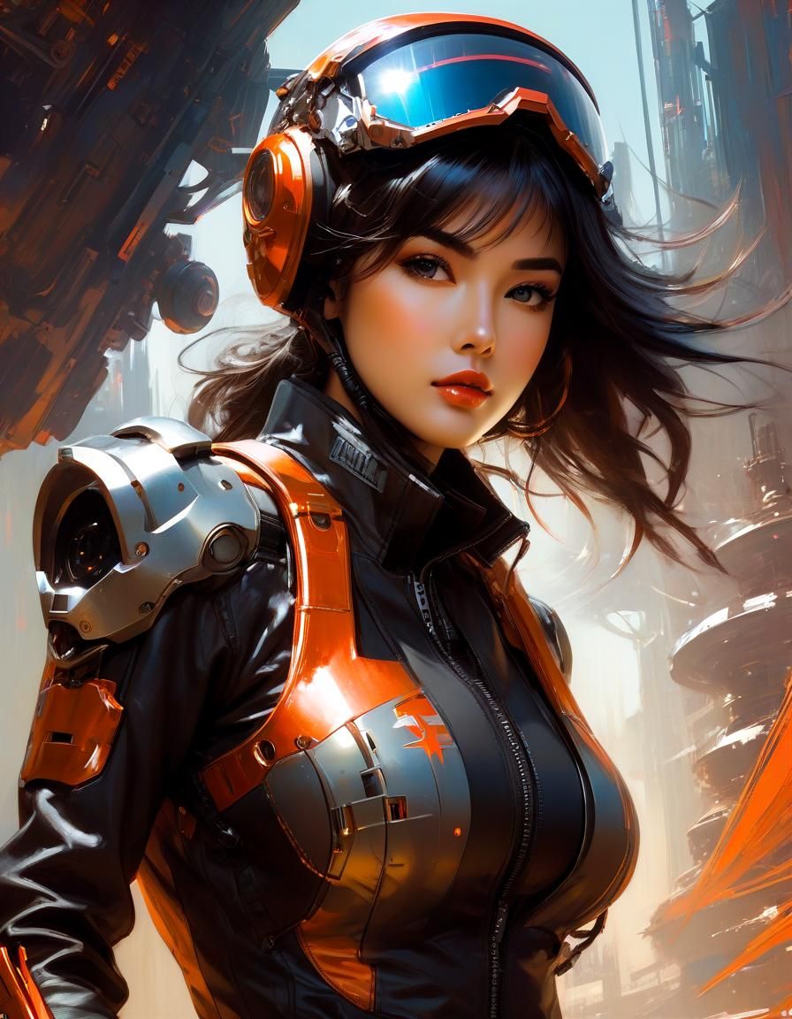 Attractive Mecha Pilot in Anime Style