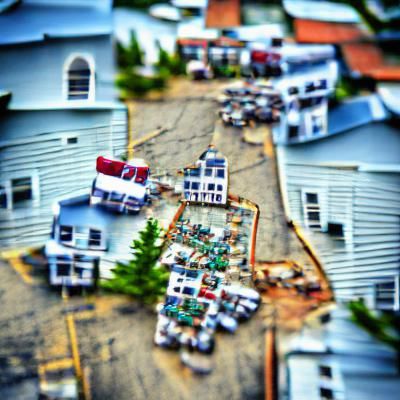 Overhead View of Winterport Maine in Dreamy Tilt-Shift