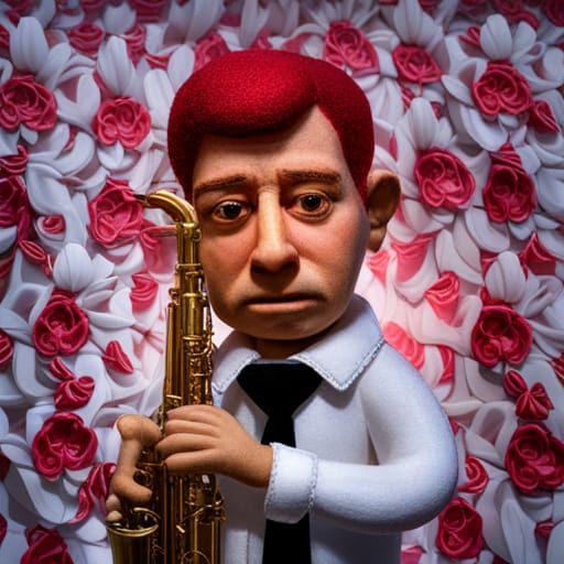 Felt Doll of a Sad Sax Player