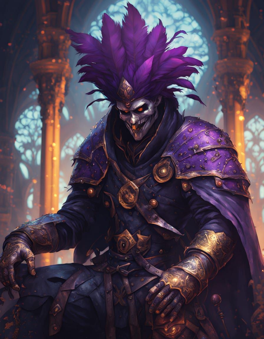 Dark Fantasy Jester Assassin in Tattered Leather Attire