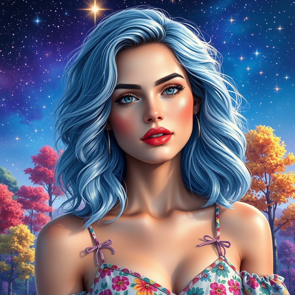 Pastel Beauty in a Starry Fantasy Landscape
