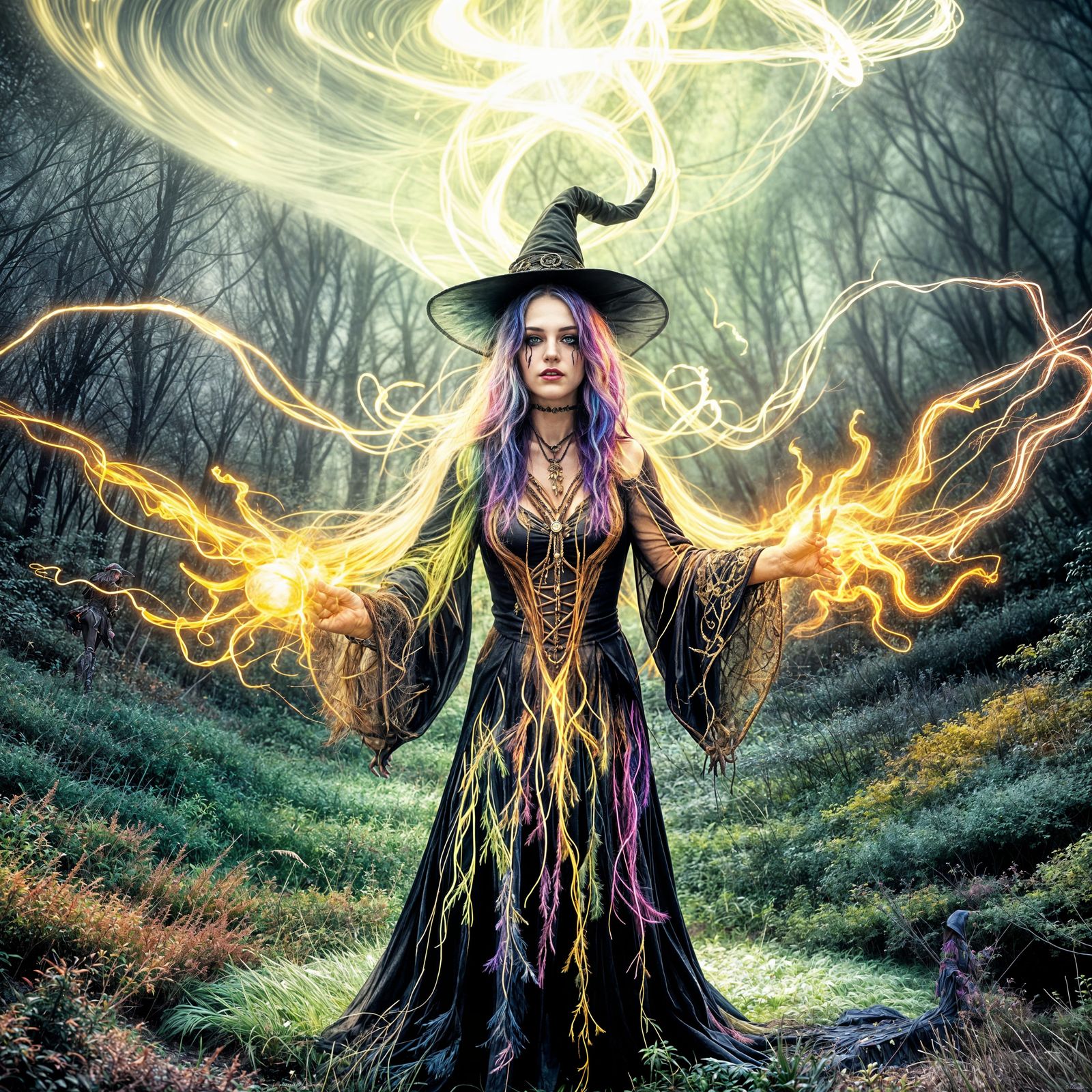 Vivid Witch Conjures Colors in Surreal Digital Painting