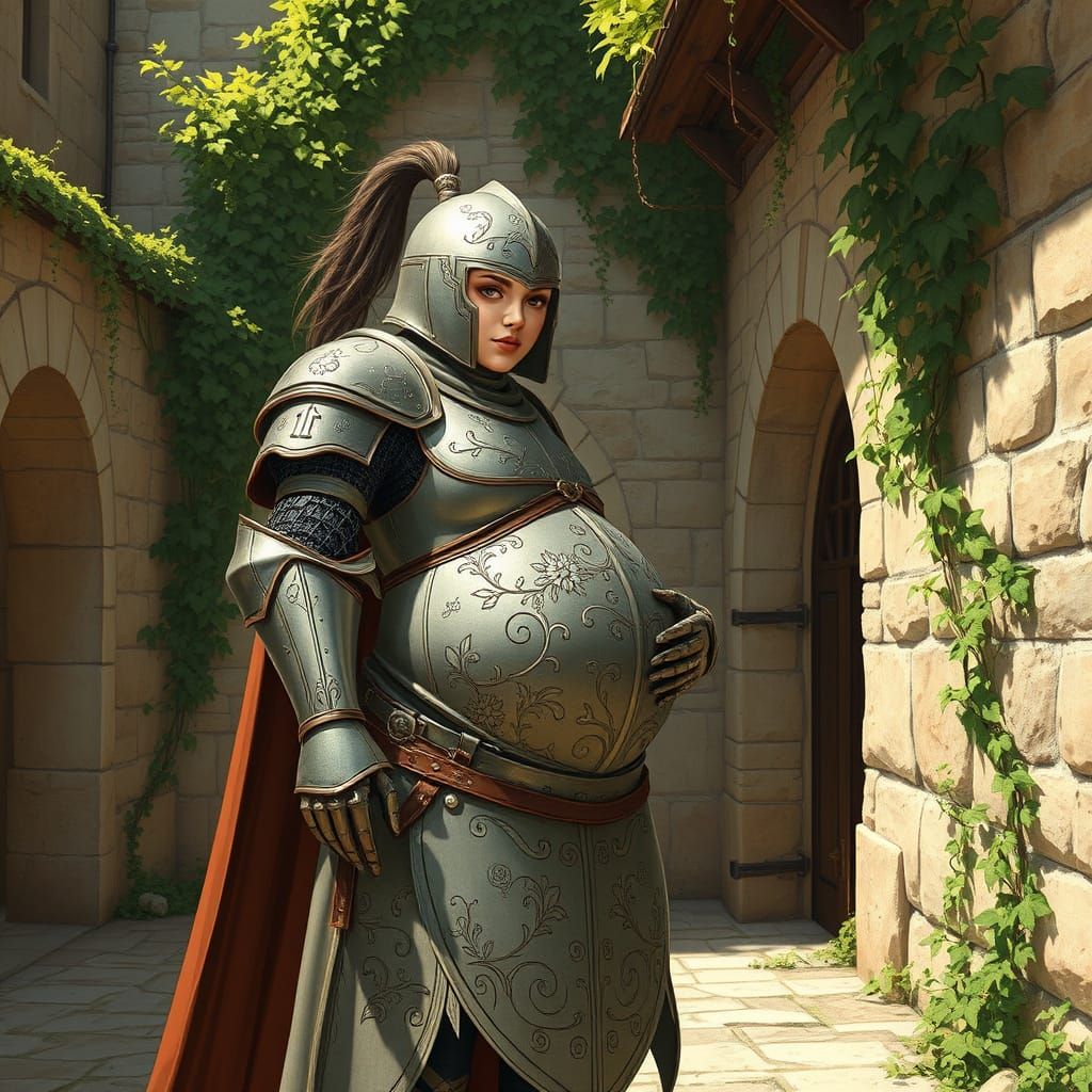 Pregnant Knight in Maternal Armor
