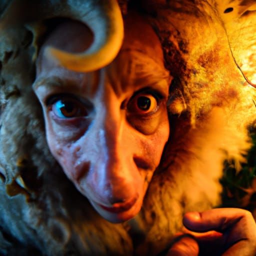 Evolved Anthro Sheep Fairy Portrait in Ambient Light