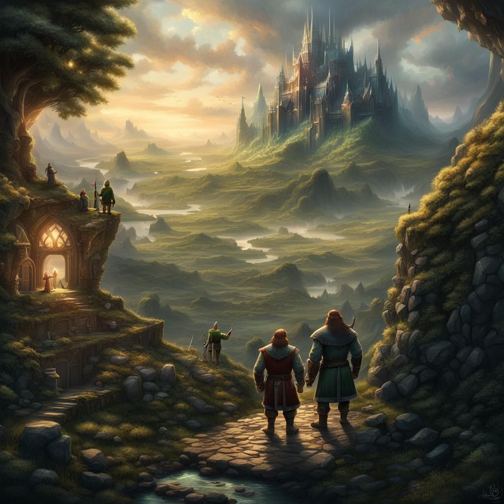 Elf and Dwarf's First Meeting: Epic Digital Painting