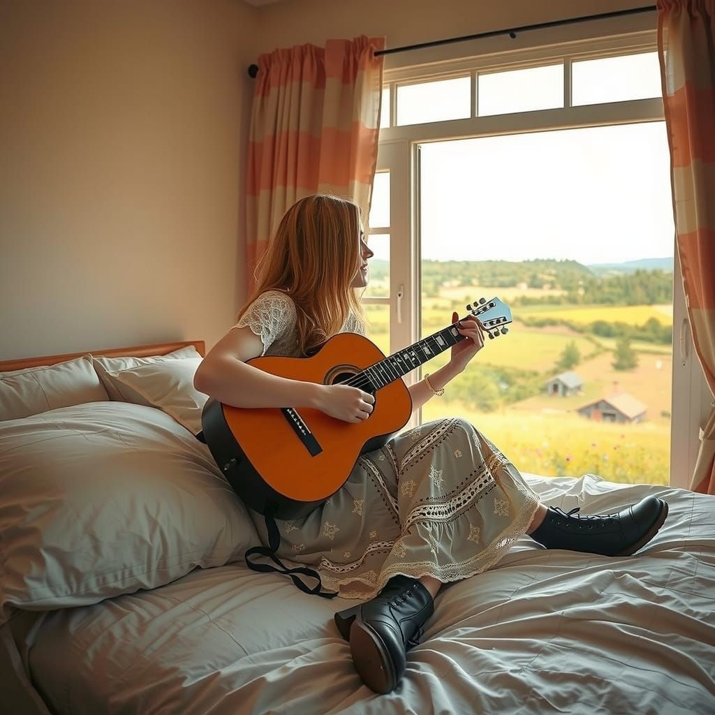 Gentle Woman Serenades in Springtime Paradise