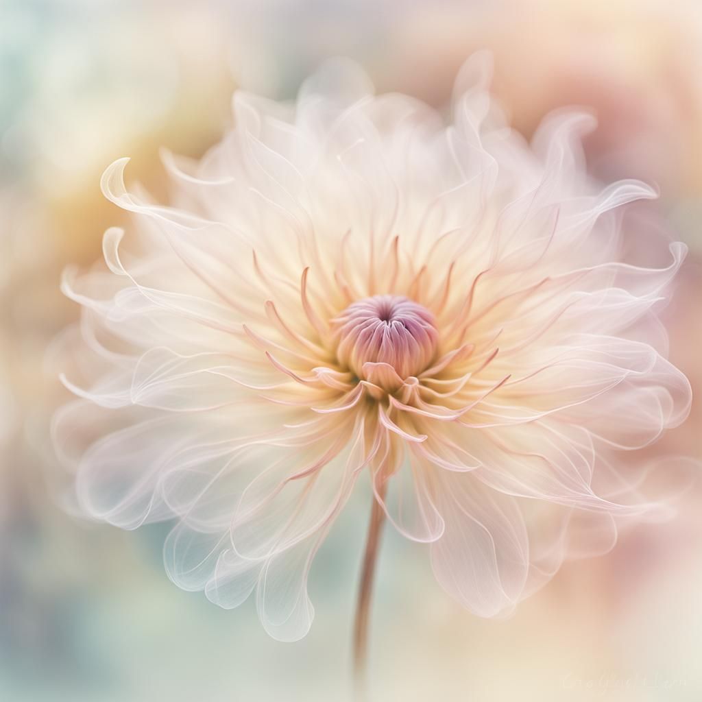 Ethereal Smoke Flower in Soft Surrealist Style