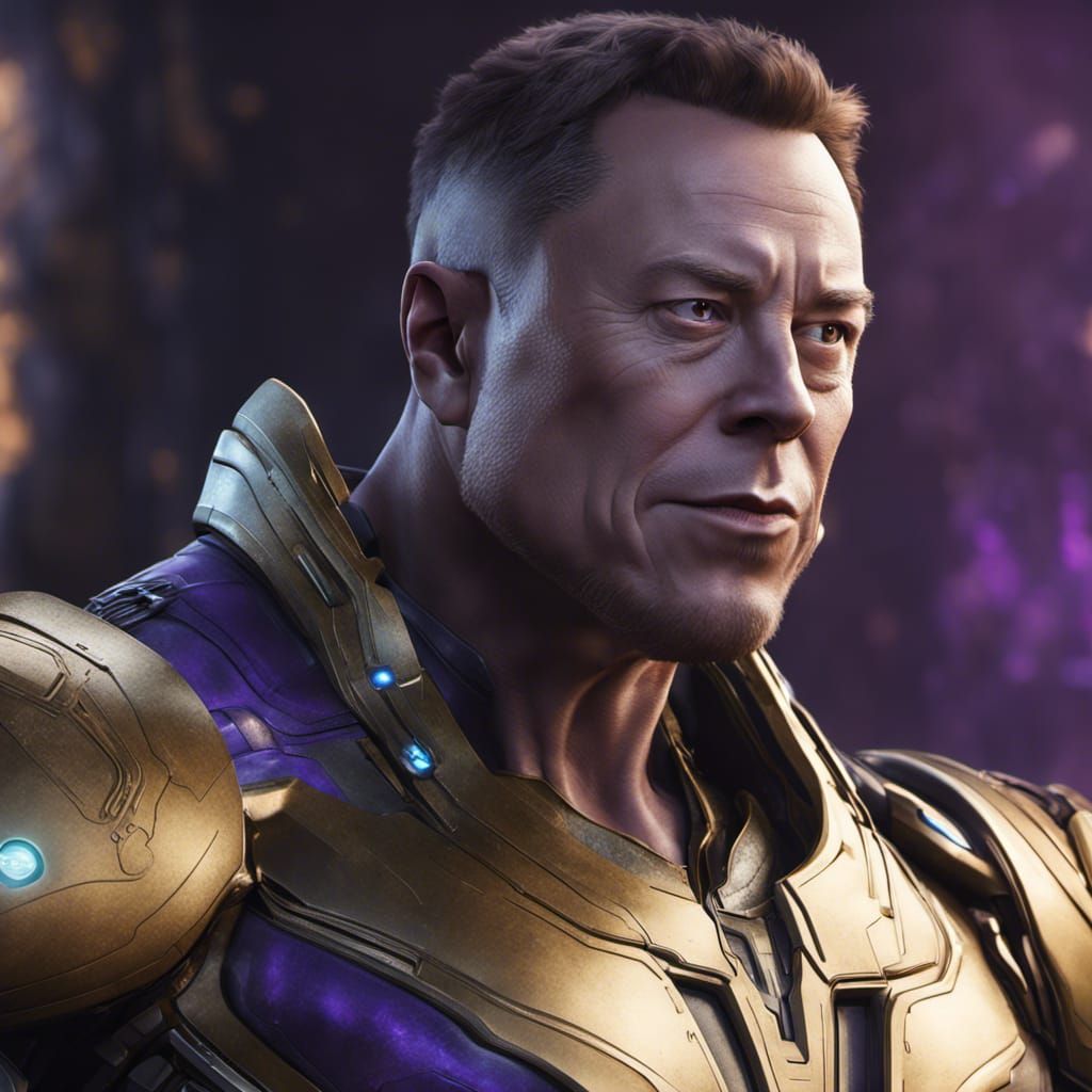 Elon Musk as Thanos: Pixar-Style Character Portrait