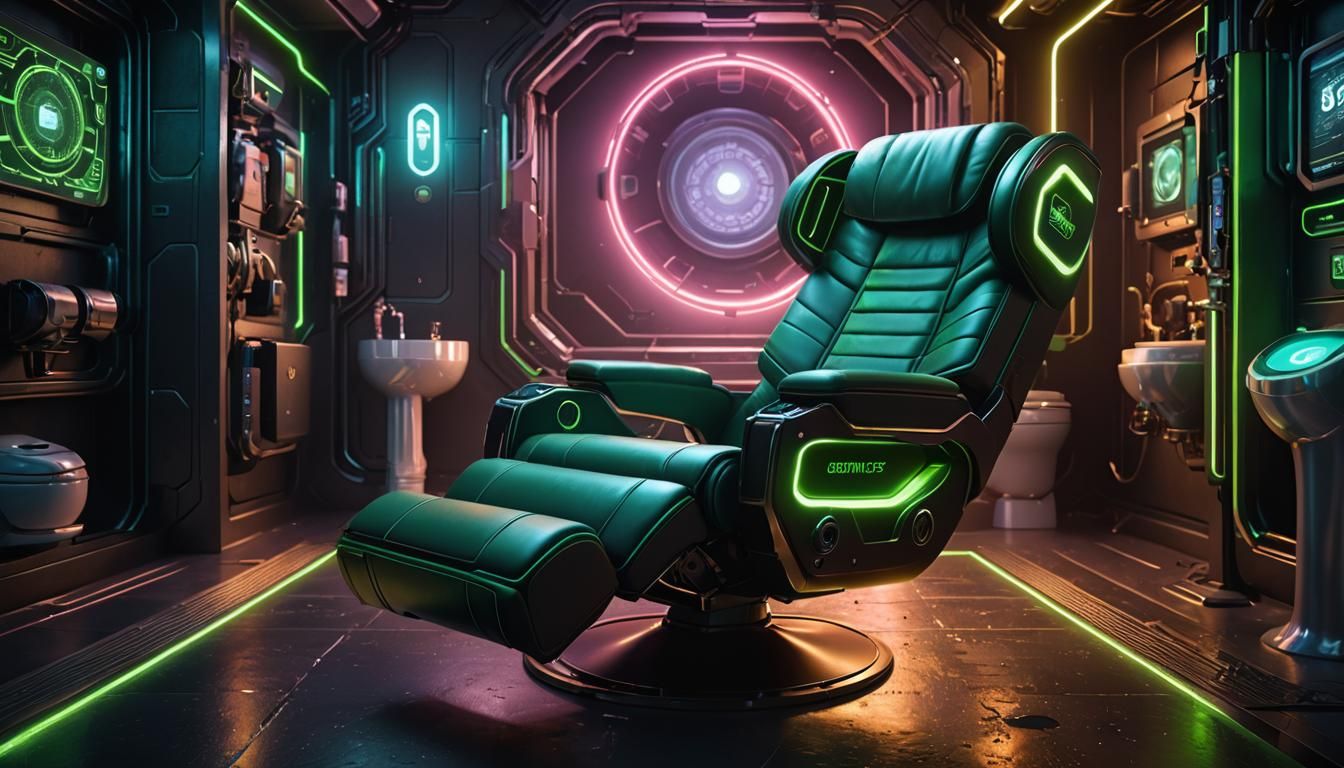 Futuristic Recliner-Toilet with Holographic Display