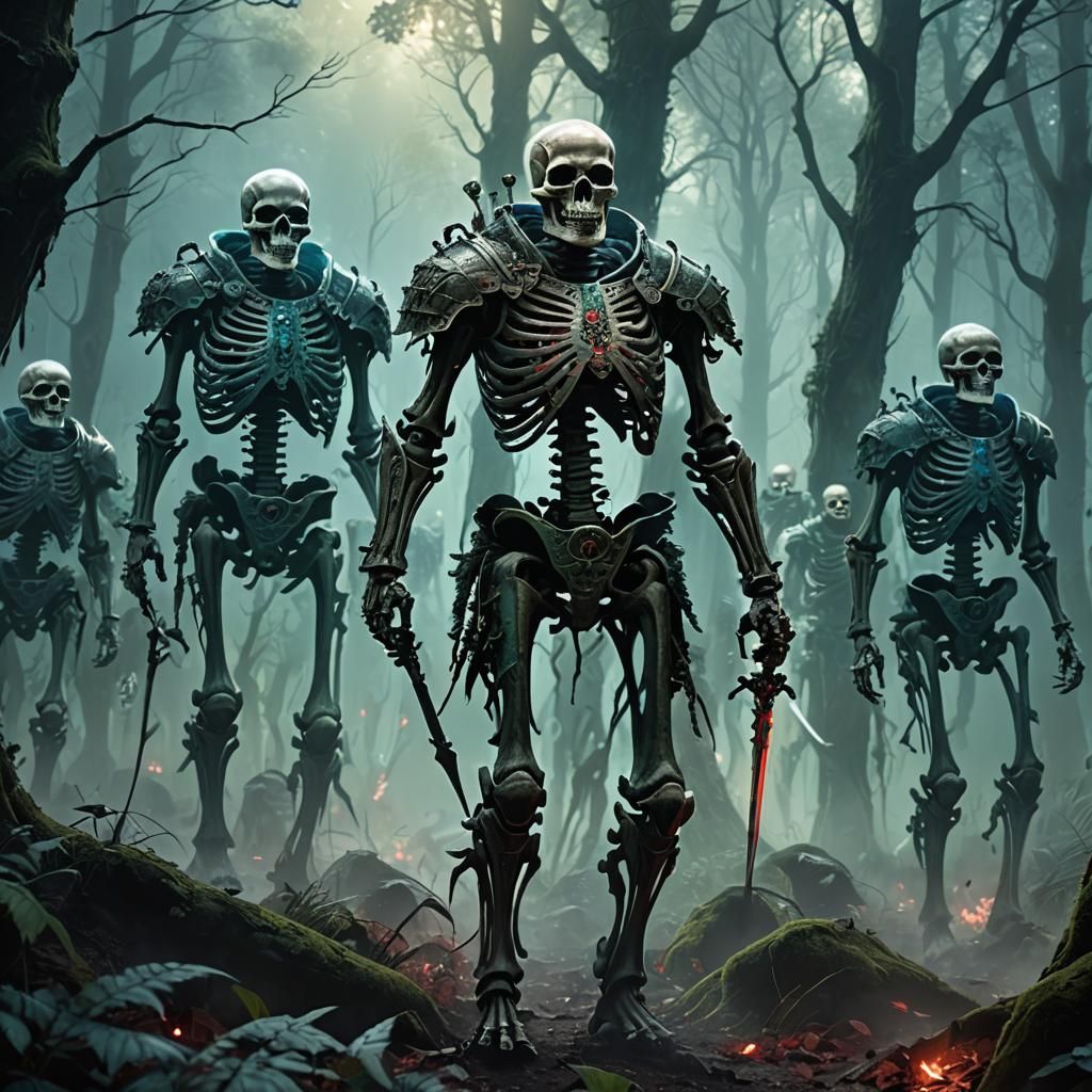 Armored Skeleton Army in Mystical Forest