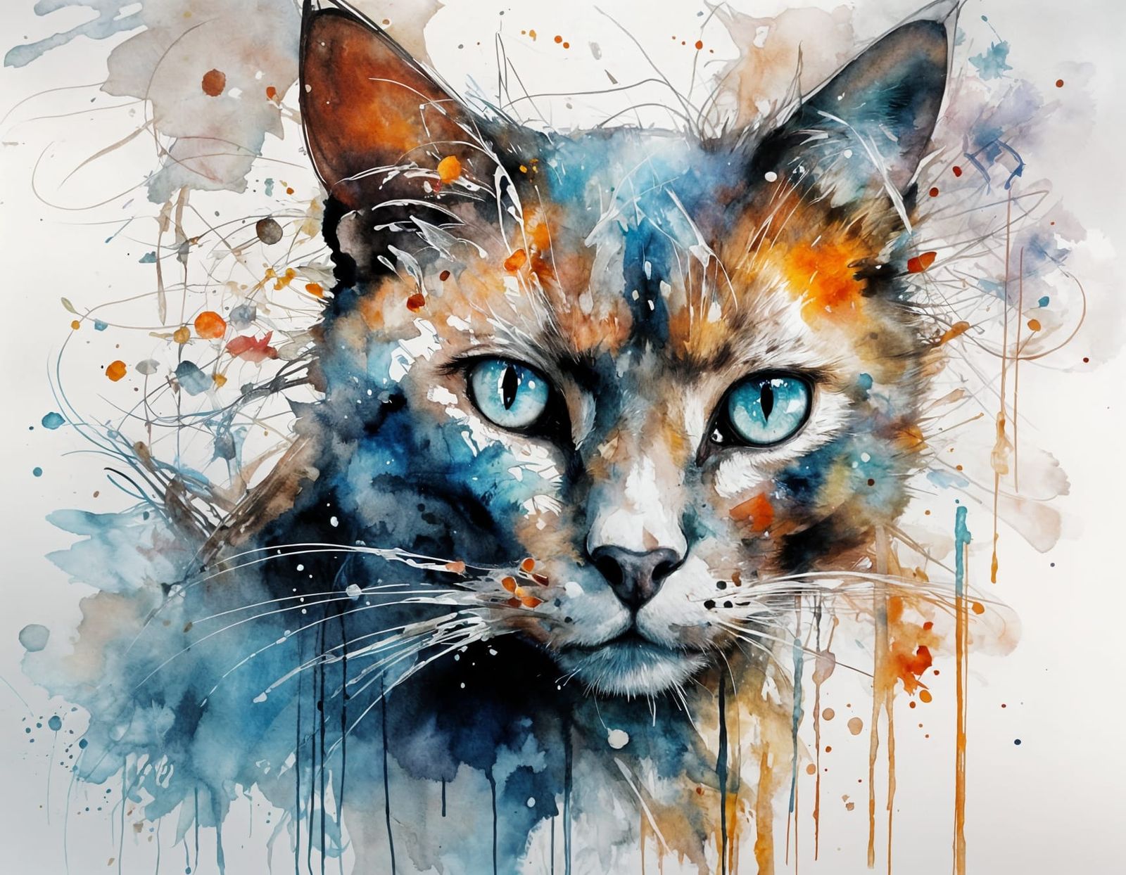 Neon Siamese Cat Portrait in Fantasycore Style