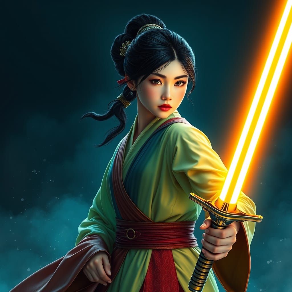 Mulan as a Jedi Knight in Fantasy Concept Art