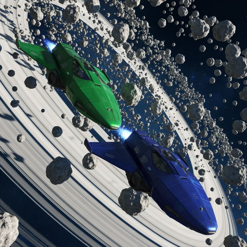 Spaceships Race Through Hyper-Realistic Saturn Rings