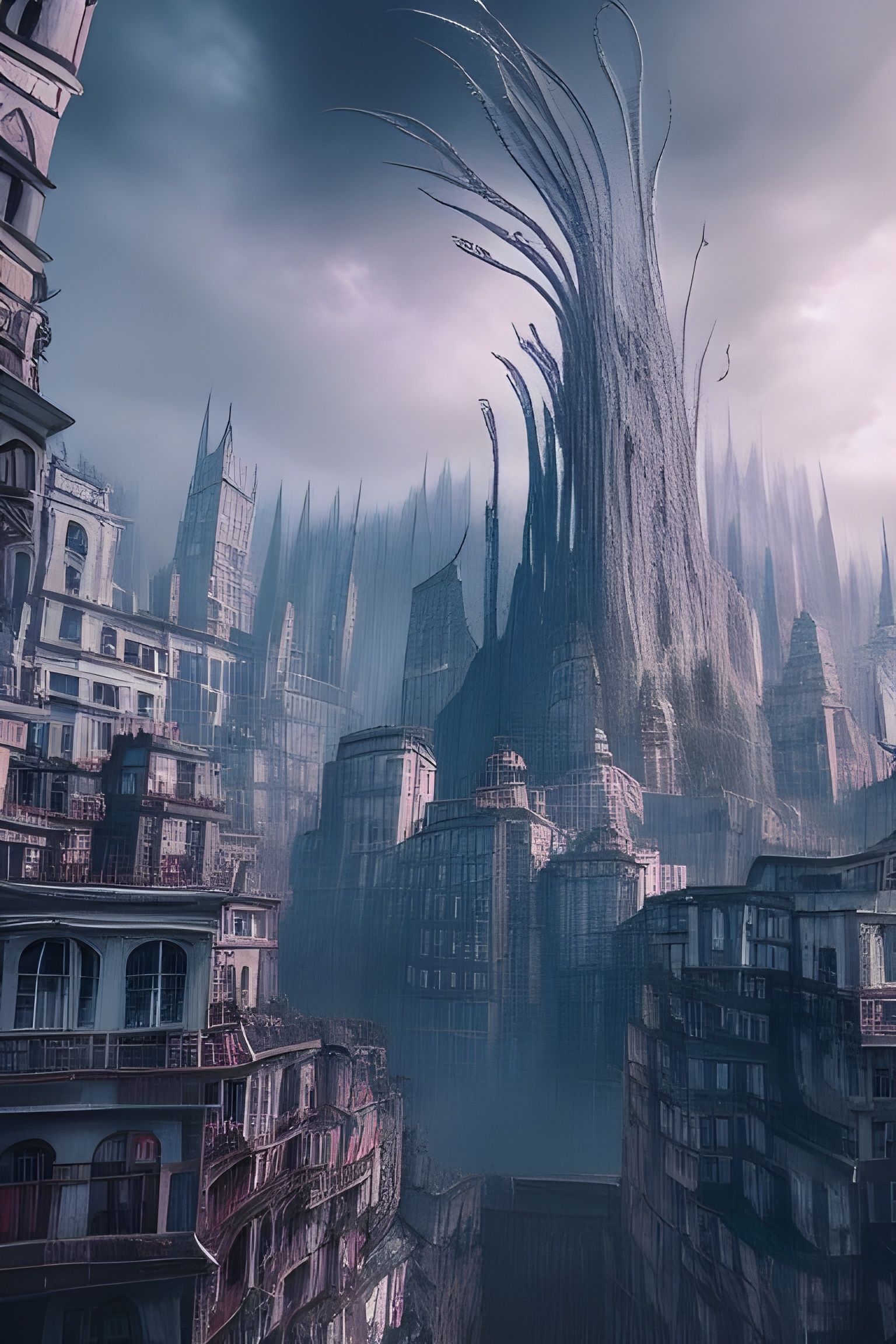 Epic Biopunk Floating City in Studio Ghibli Style