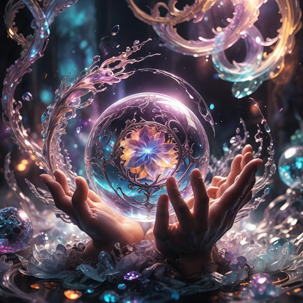Glowing Crystal Orb in Mystical Hands: Fantasy Art