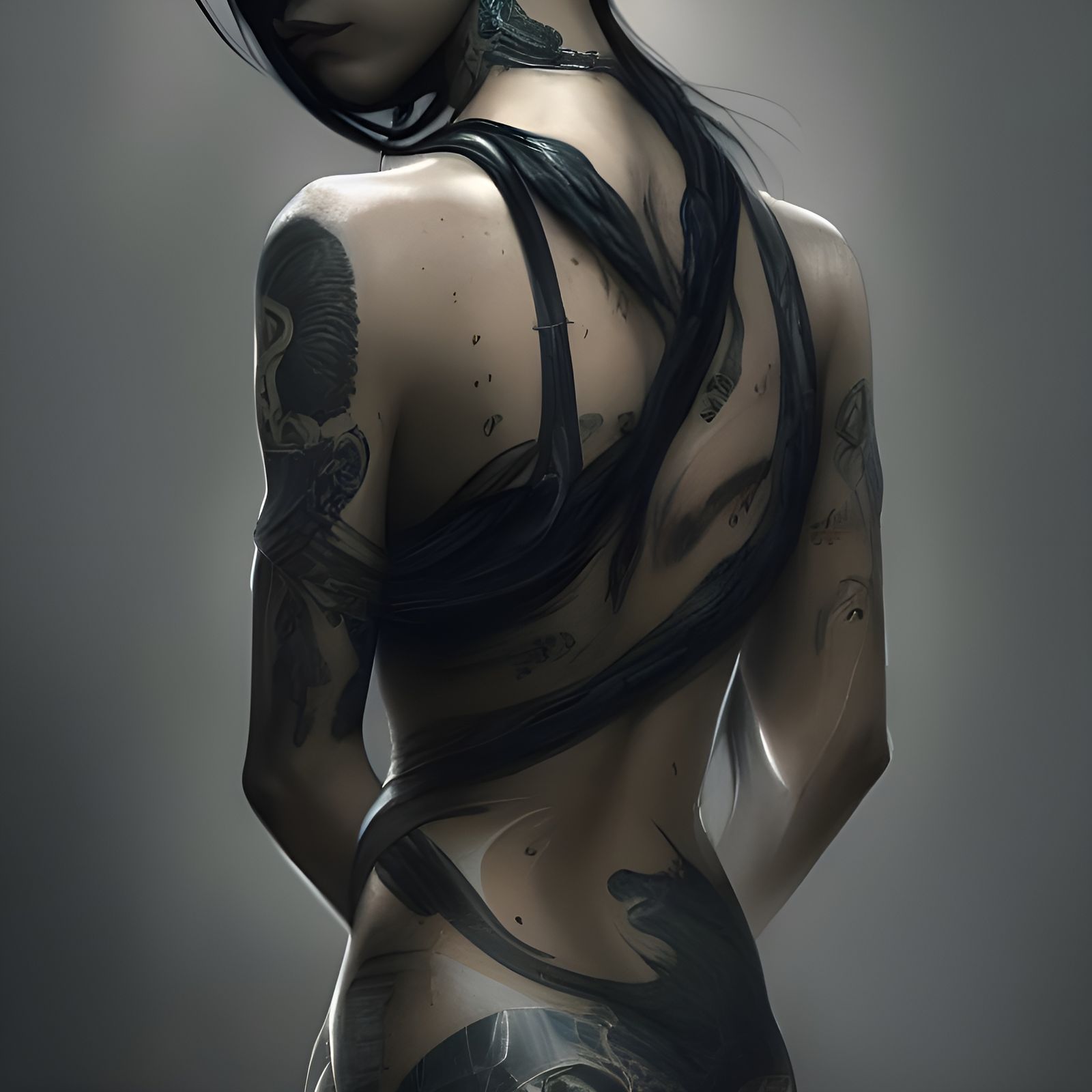 Dragon Tattoo Portrait in Art Nouveau Style