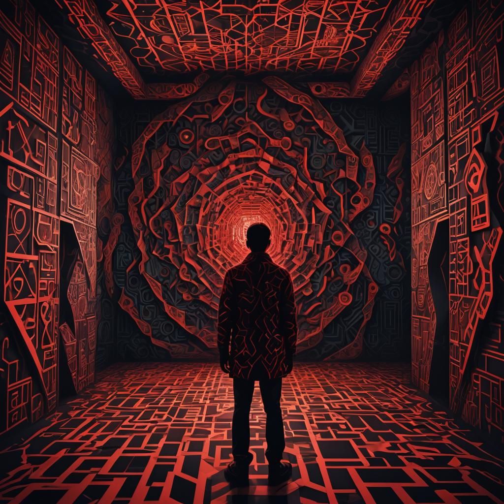 Surreal Evil Person in Mystical Chamber