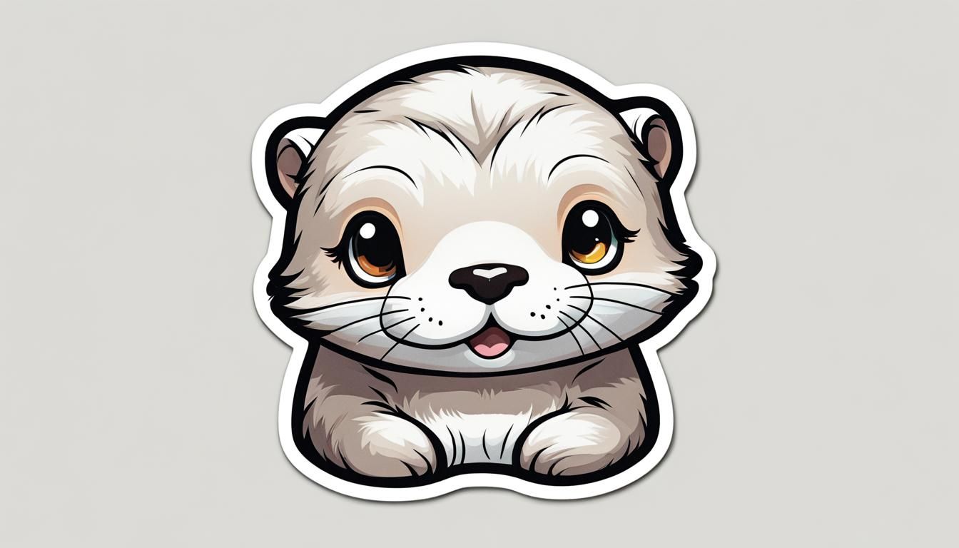 Cute Chibi Otter Sticker in Kawaii Hedcut Style