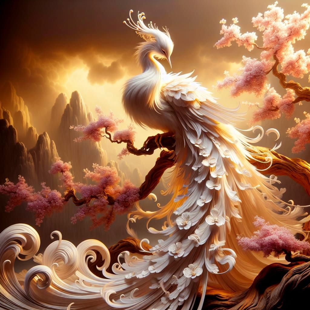 Majestic White Bird in Fairytale Landscape