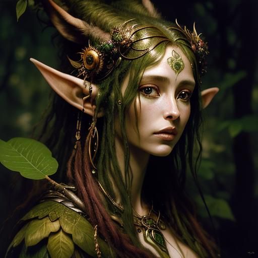 Forest Elf Portrait in Oil Paint Style