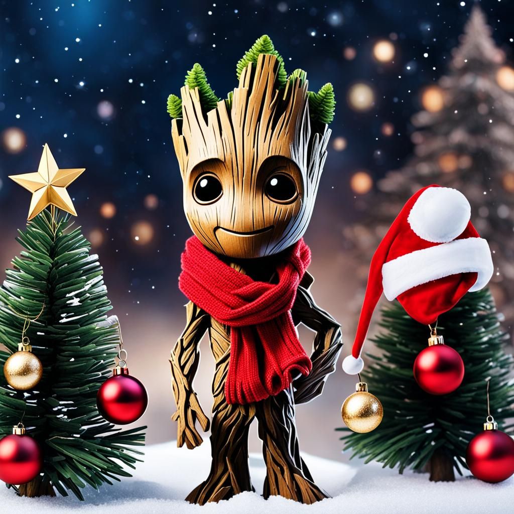 Groot Celebrating His Tiny Christmas...