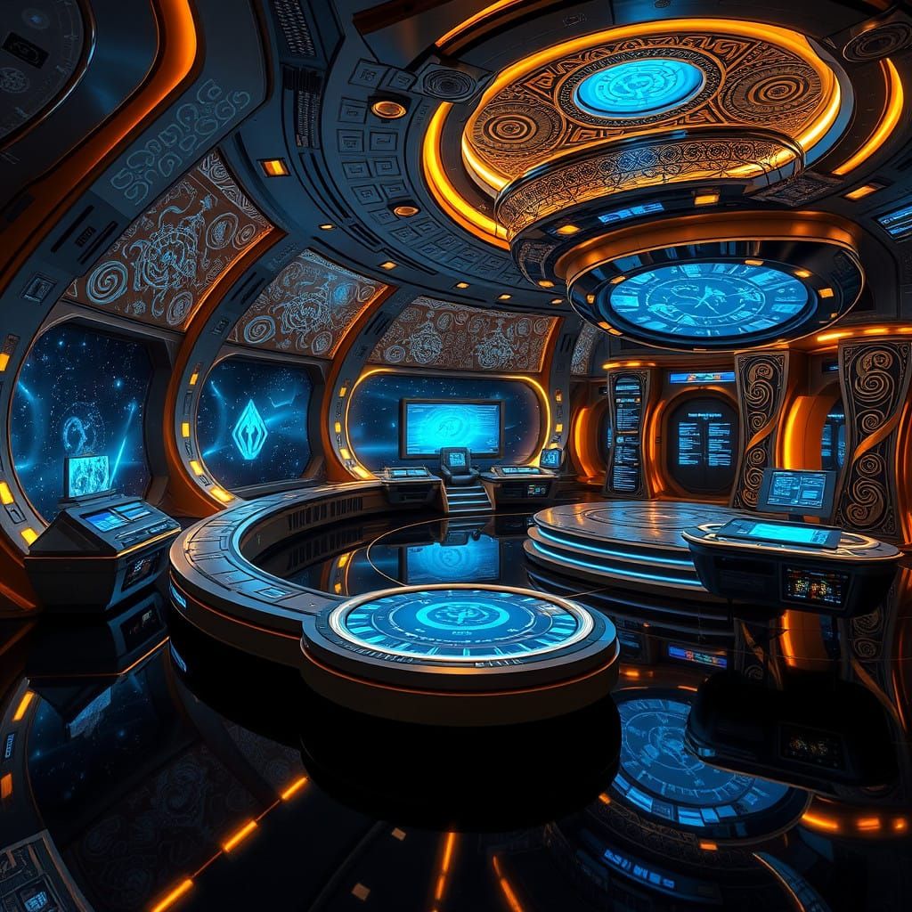 Ethereal Starship Command Deck: Ancient Mysticism Meets Mili...