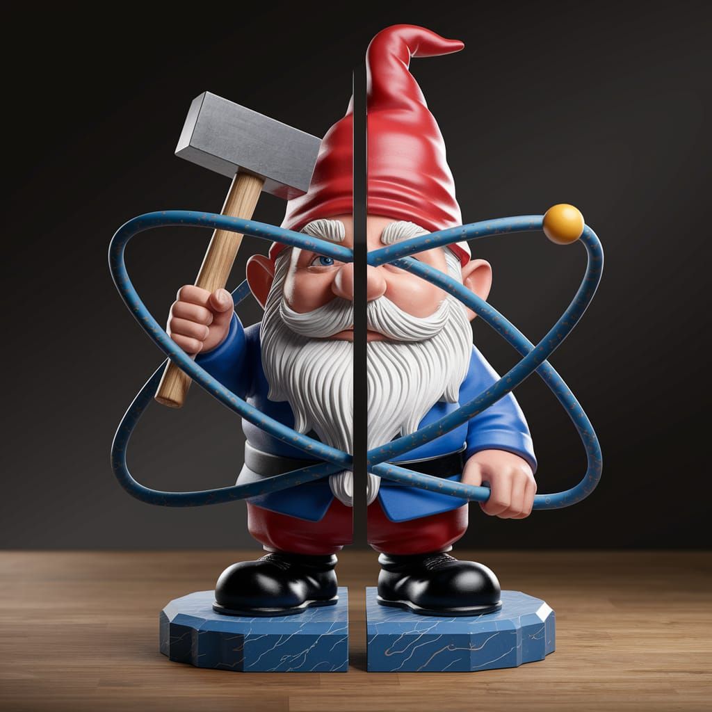 Gnome Splits Atom with Hammer and Chisel