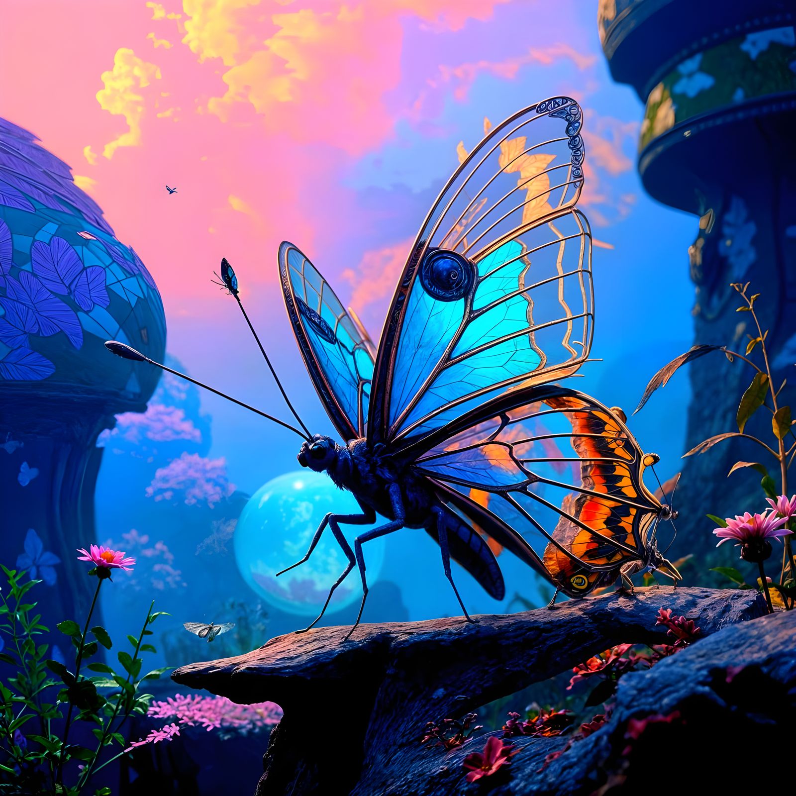 Whimsical Butterfly in Detailed 3D Illustration