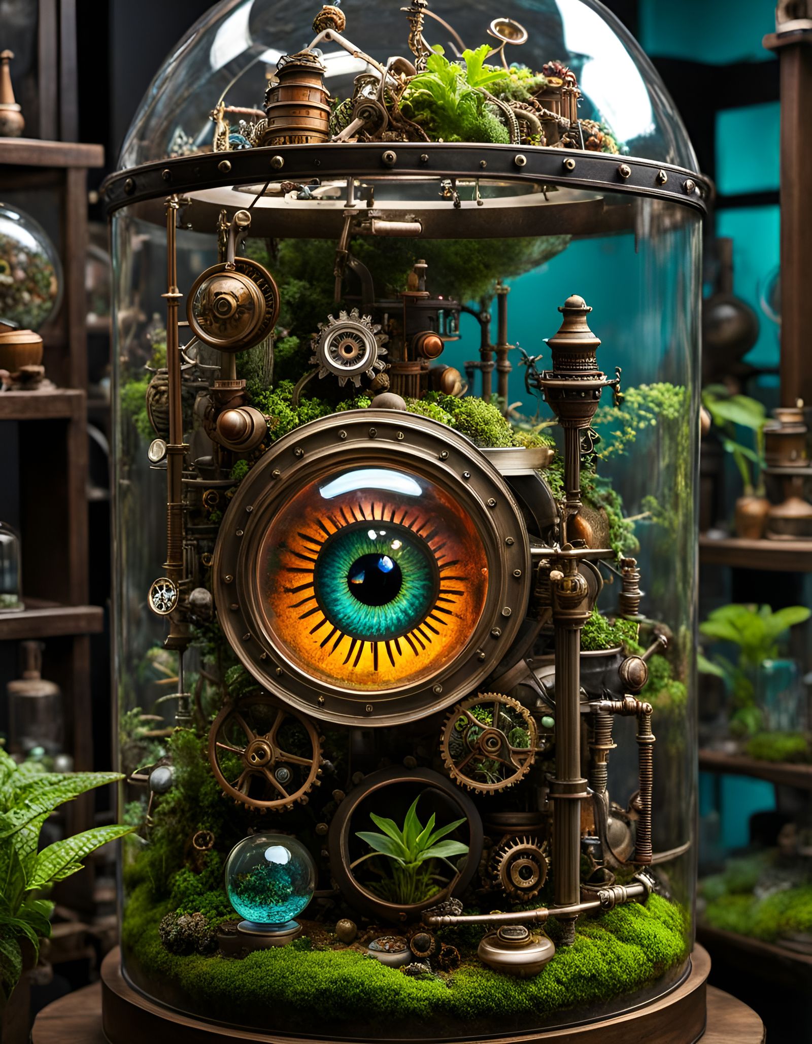 Steampunk Eyeball Terrarium in Mad Scientist Lab
