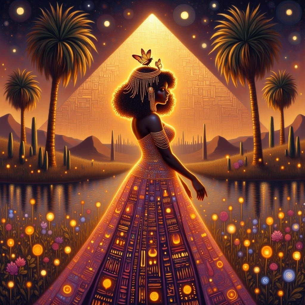 Regal Egyptian Woman in Magenta Ceremonial Dress