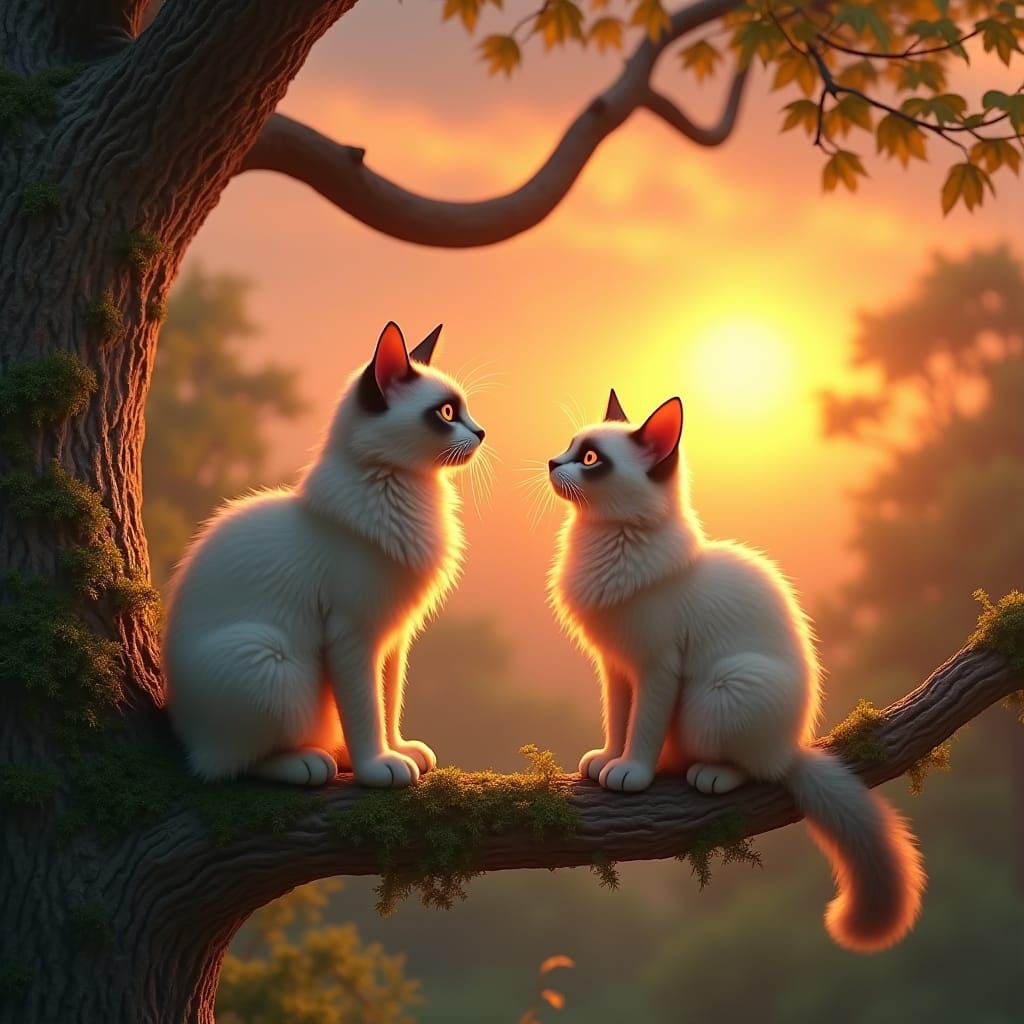 Dreamlike Cat in a Golden Sunset, 8k Matte Painting